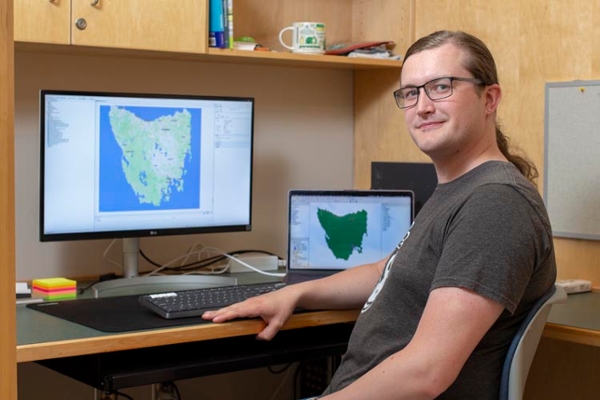 Paul Lamp works in USask’s Computational Epidemiology and Public Health Informatics Lab (CEPHIL) under the supervision of computer science professor Dr. Nathaniel Osgood. (Photo by Chris Putnam)